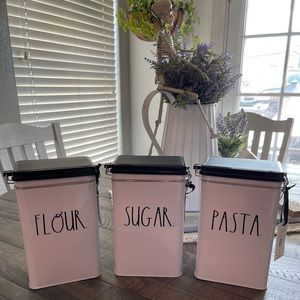 Rae Dunn Flour, Sugar and Pasta Canisters set